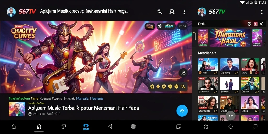Tampilan gameplay 567TV menampilkan berbagai pilihan lagu dan antarmuka yang menarik.