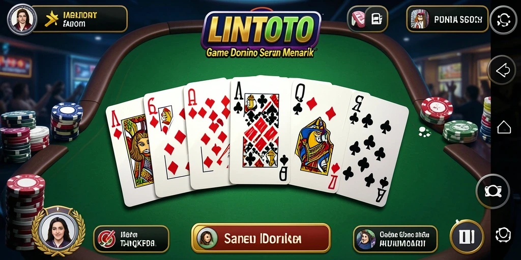 Tangkapan layar gameplay LINITOTO menunjukkan suasana permainan Domino yang seru.