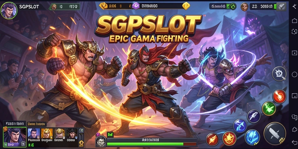 Screenshot gameplay SGPSLOT menunjukkan aksi bertarung yang intens dan seru.
