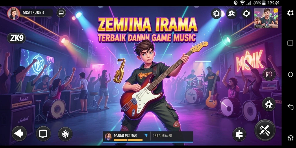 Tampilan gameplay ZK9 dengan berbagai pilihan lagu menarik.